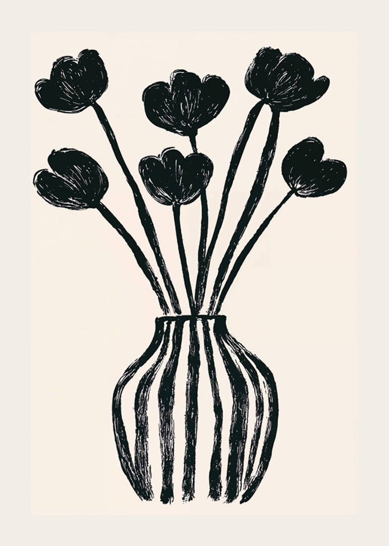 Svarta tulpaner i vas skapar en elegant och stilren känsla-12