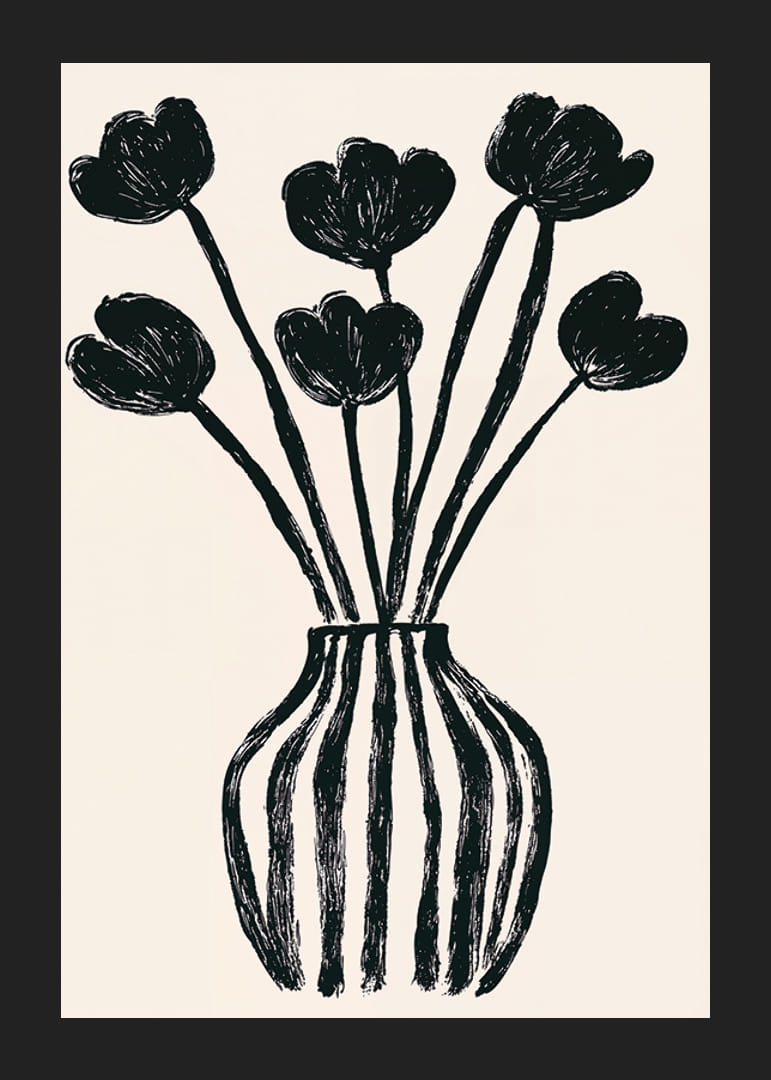 Svarta tulpaner i vas skapar en elegant och stilren känsla-12