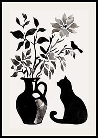 A cat and plants in silhouette create a calm and stylish impression-2