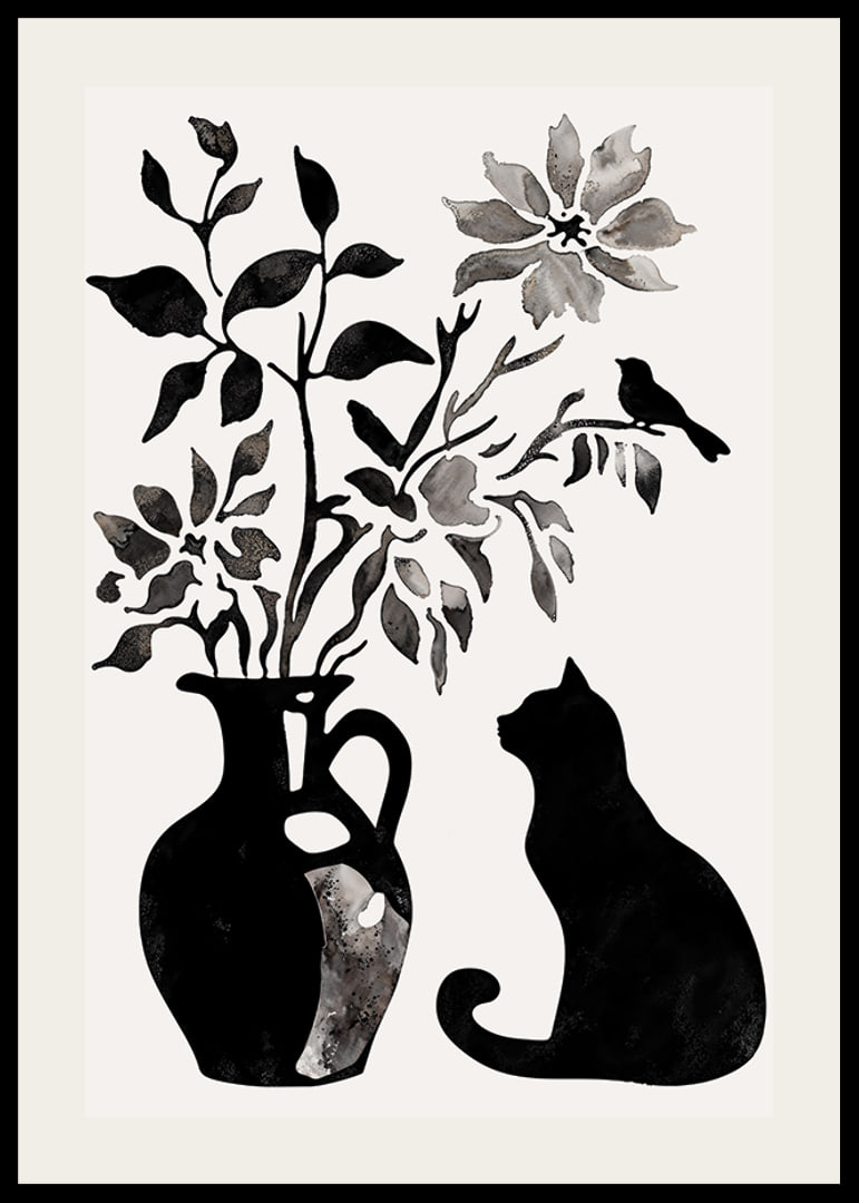 A cat and plants in silhouette create a calm and stylish impression-12