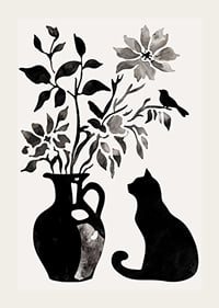 A cat and plants in silhouette create a calm and stylish impression-3