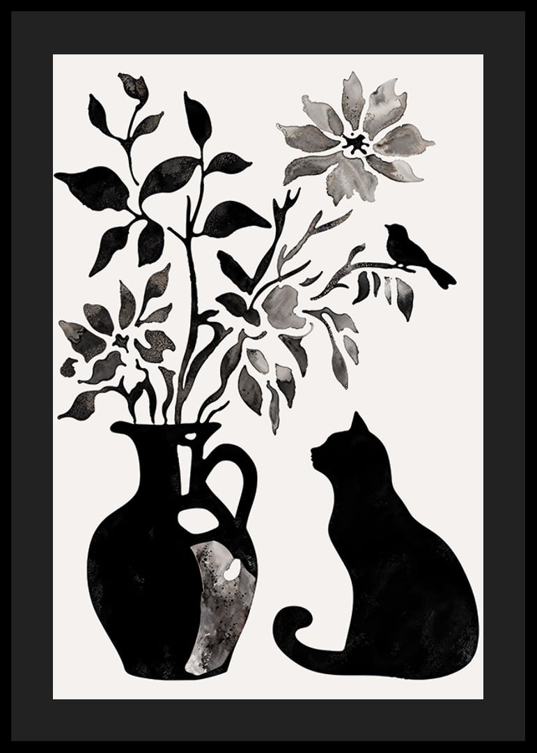 A cat and plants in silhouette create a calm and stylish impression-12