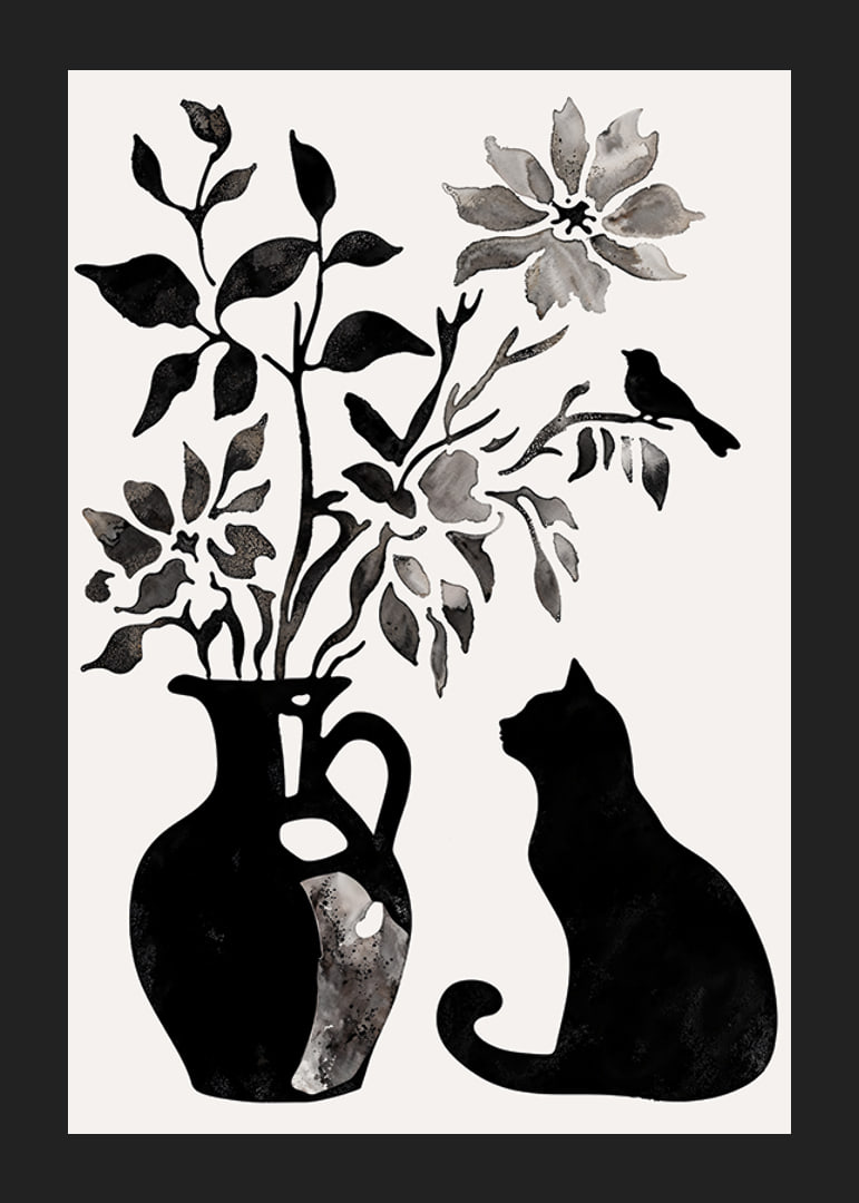 A cat and plants in silhouette create a calm and stylish impression-12