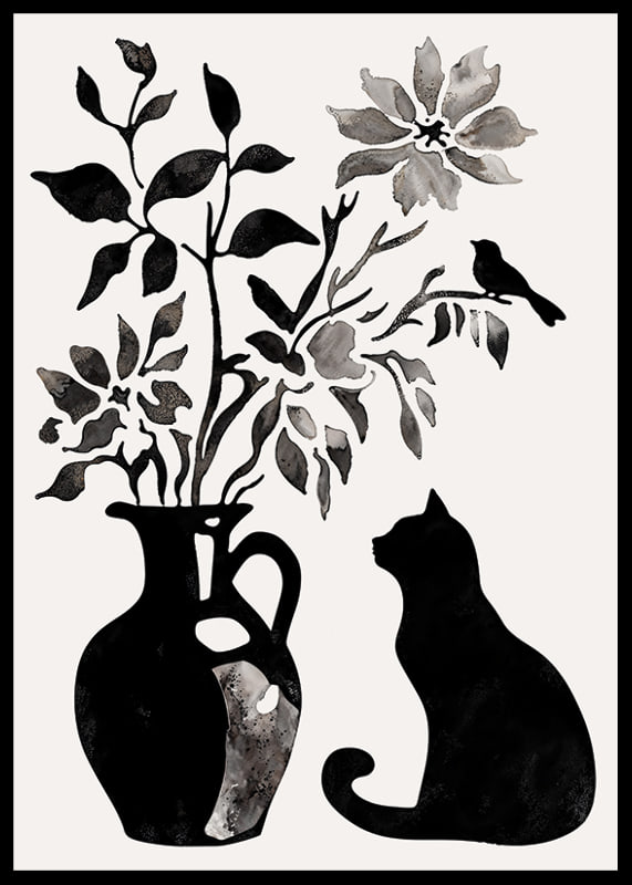 A cat and plants in silhouette create a calm and stylish impression-12