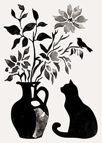 A cat and plants in silhouette create a calm and stylish impression-7
