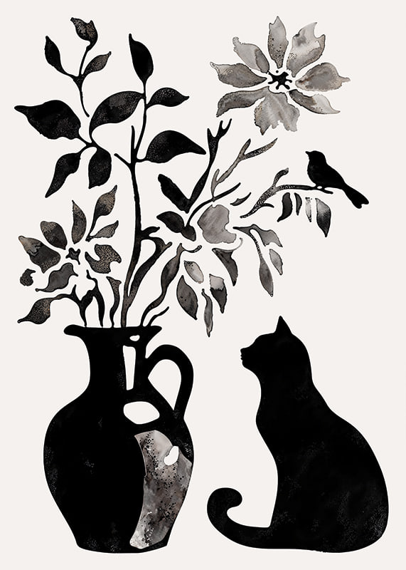 A cat and plants in silhouette create a calm and stylish impression-12