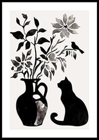 A cat and plants in silhouette create a calm and stylish impression-0
