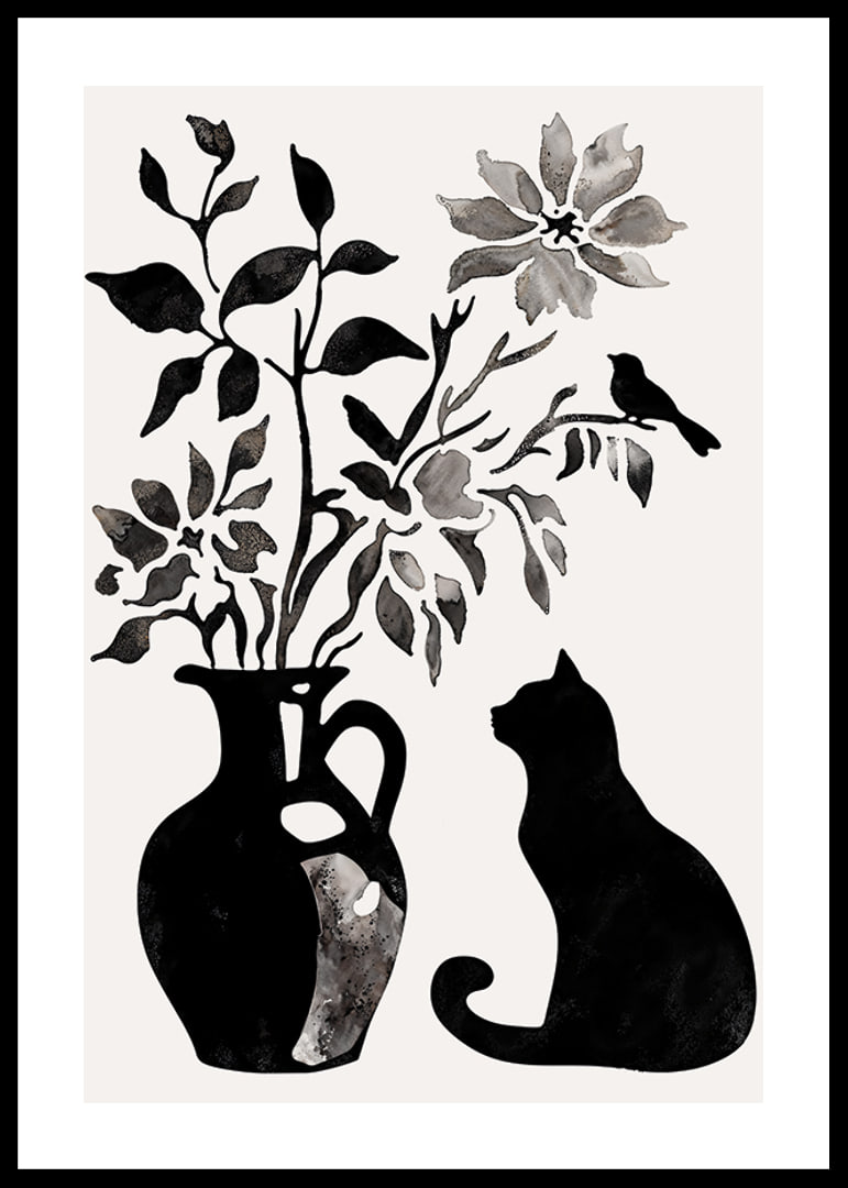 A cat and plants in silhouette create a calm and stylish impression-12