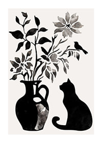 A cat and plants in silhouette create a calm and stylish impression-1