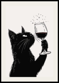 Charmig katt njuter av sitt vin med sofistikerad nyfikenhet-2