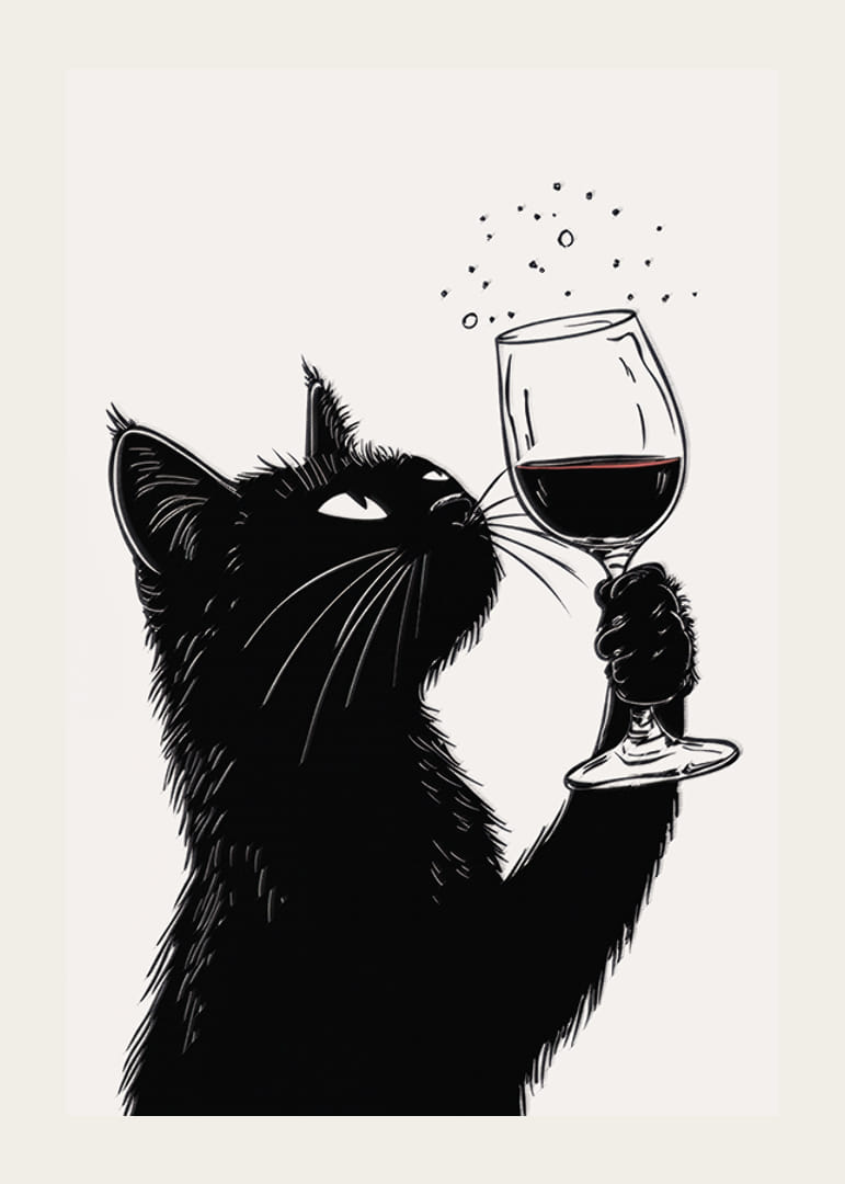 Charmig katt njuter av sitt vin med sofistikerad nyfikenhet-12