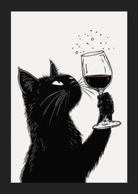 Charmig katt njuter av sitt vin med sofistikerad nyfikenhet-5