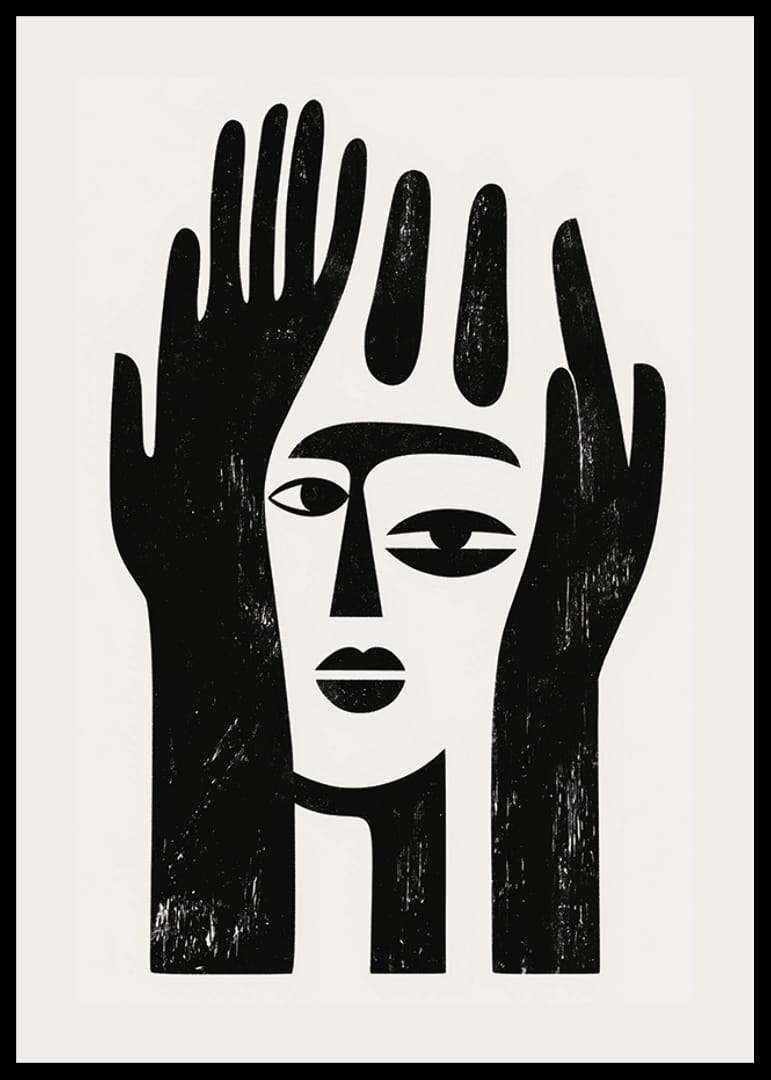 Un disegno astratto che cattura un'espressione facciale misteriosa-12