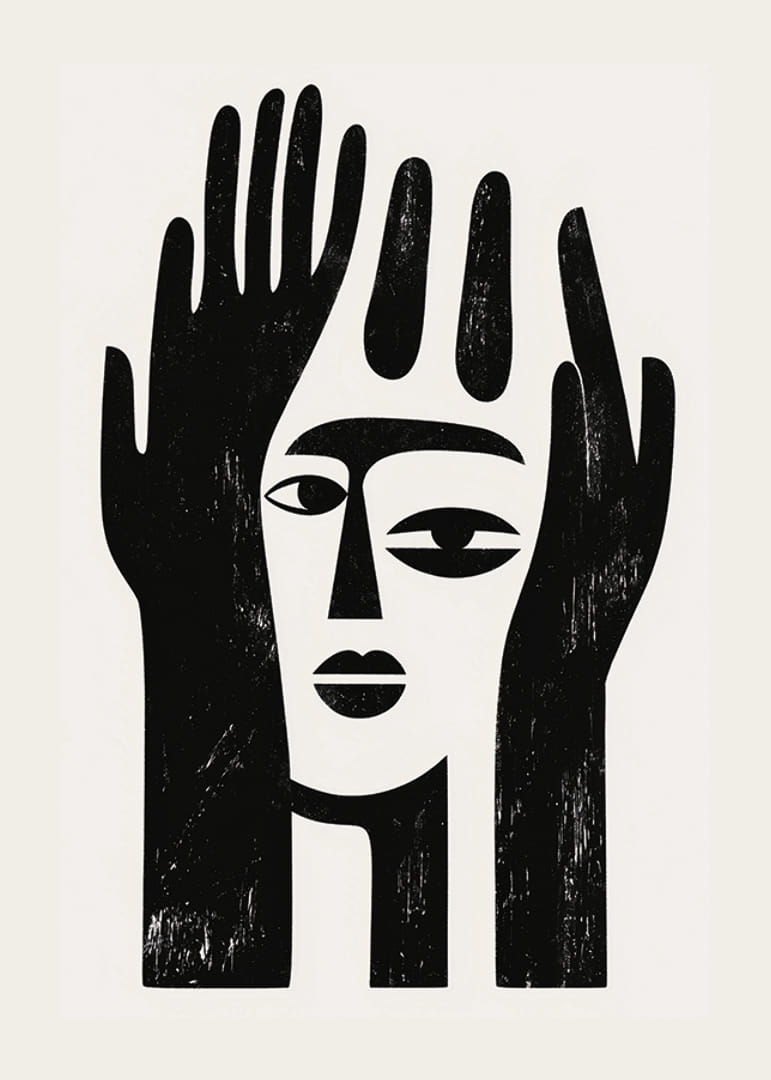 Un disegno astratto che cattura un'espressione facciale misteriosa-12