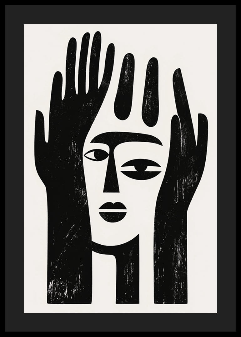 Un disegno astratto che cattura un'espressione facciale misteriosa-12