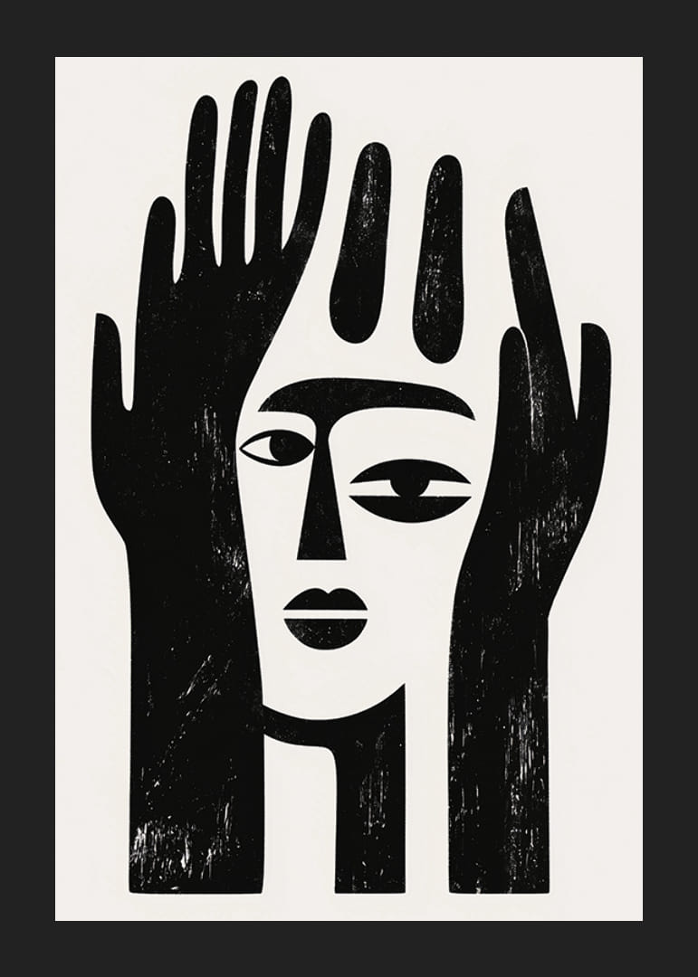 Un disegno astratto che cattura un'espressione facciale misteriosa-12