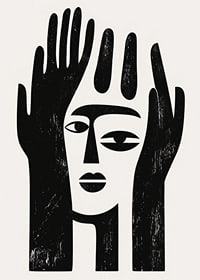En abstrakt design som fångar ett mystiskt ansiktsuttryck-7