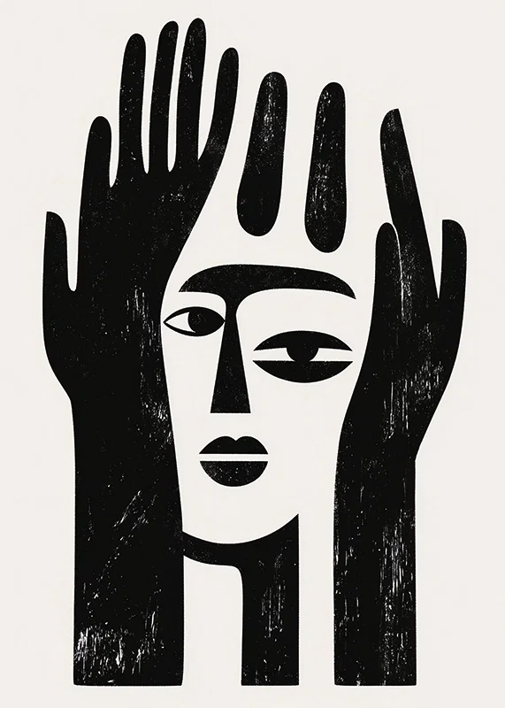 An abstract design that captures a mysterious facial expression-12