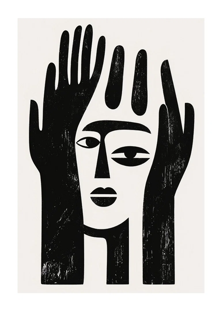 An abstract design that captures a mysterious facial expression-12