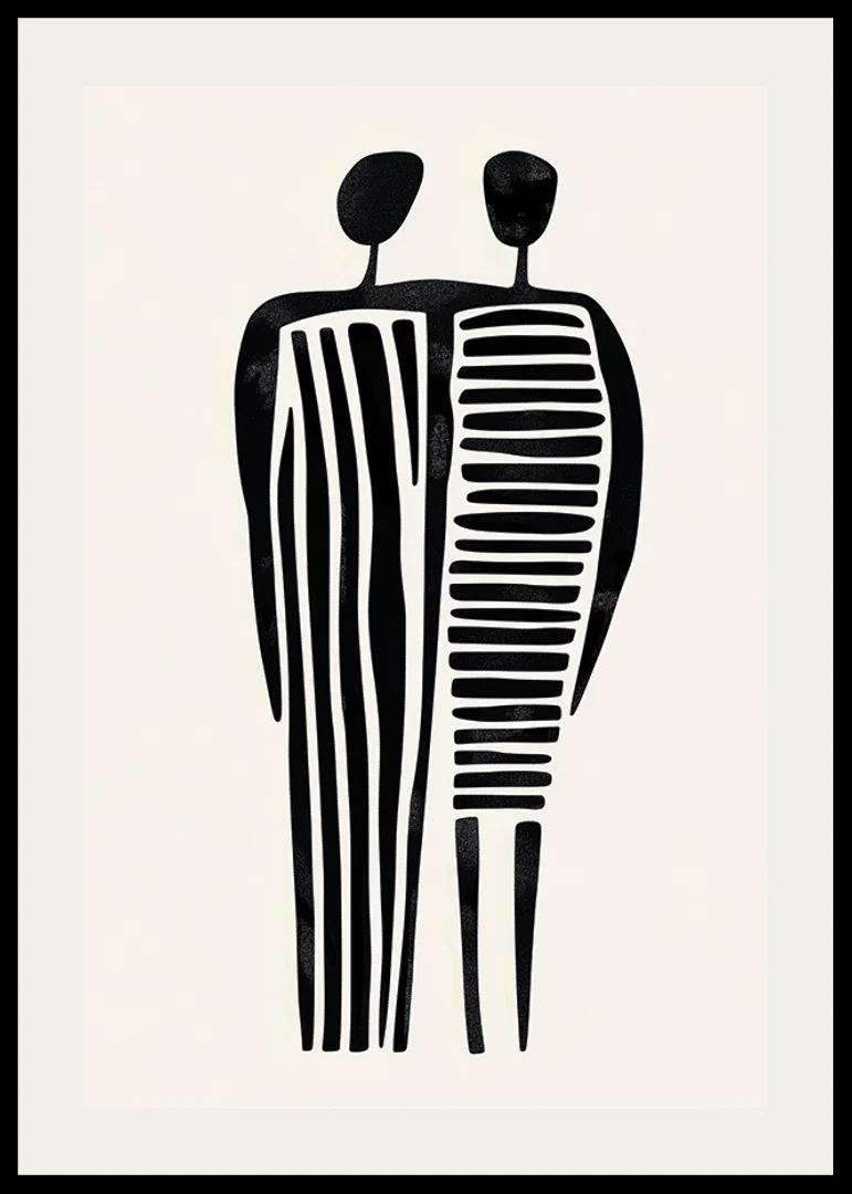 Two stylized figures in a fused abstraction-12