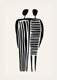 Two stylized figures in a fused abstraction-3