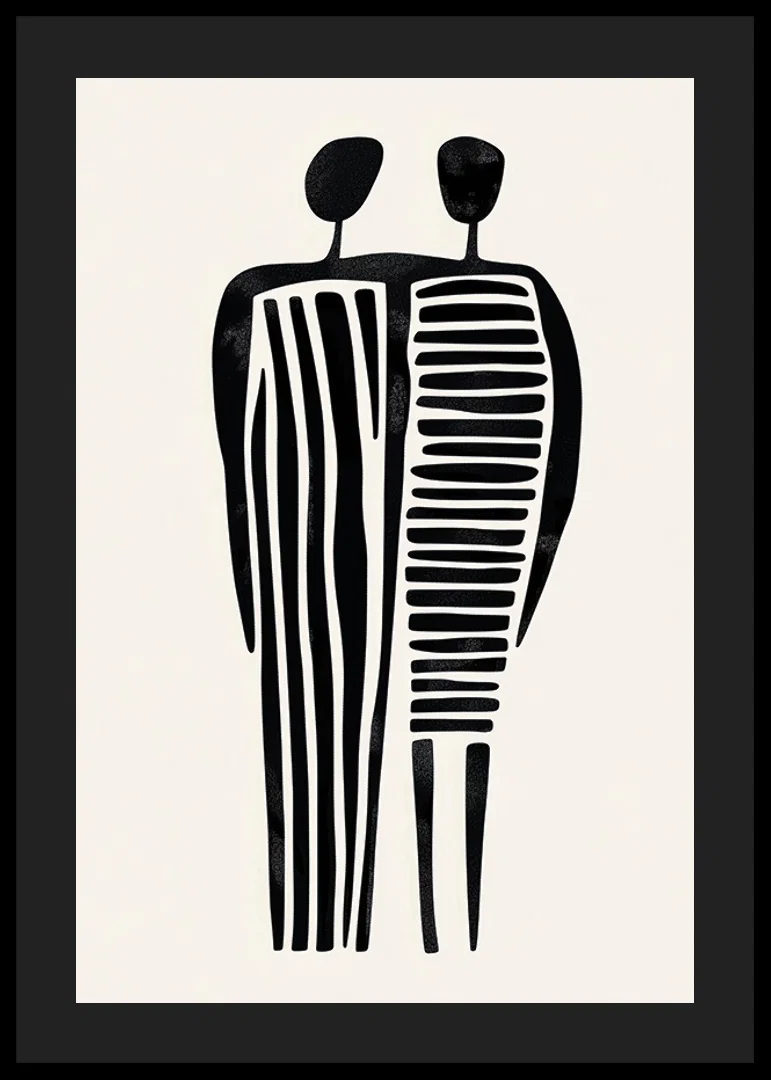 Two stylized figures in a fused abstraction-12