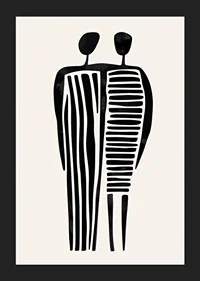 Two stylized figures in a fused abstraction-5