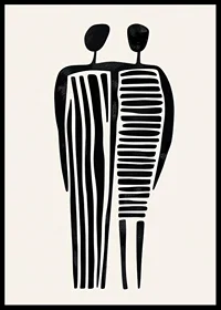 Two stylized figures in a fused abstraction-6