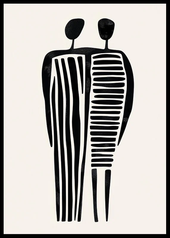 Two stylized figures in a fused abstraction-12