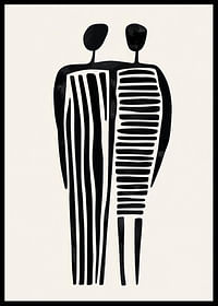Twee gestileerde figuren in een versmolten abstractie-2