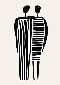 Twee gestileerde figuren in een versmolten abstractie-3