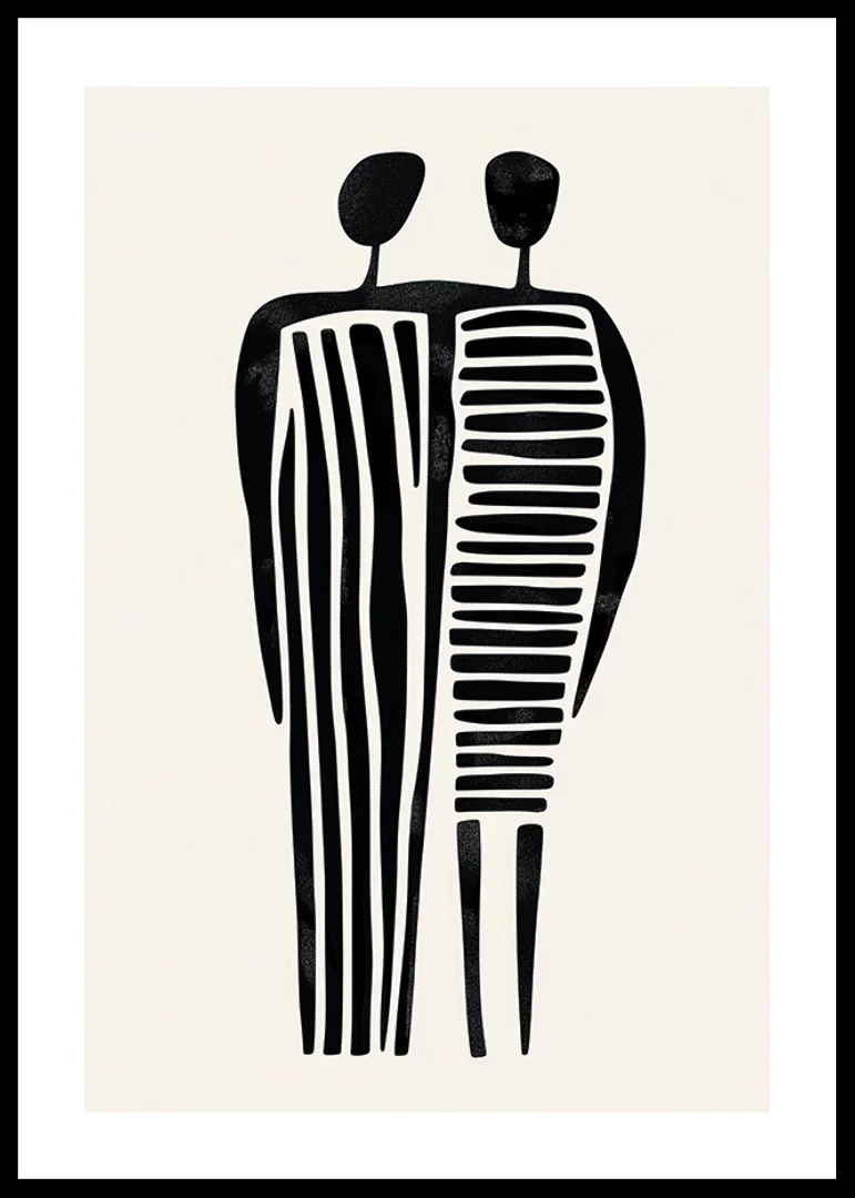 Two stylized figures in a fused abstraction-12
