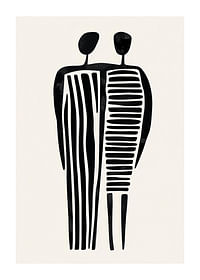 Twee gestileerde figuren in een versmolten abstractie-1