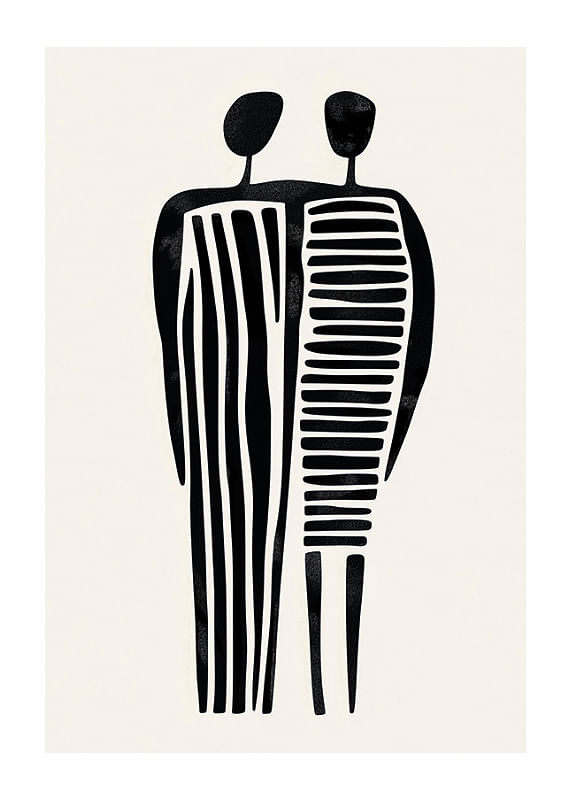 Twee gestileerde figuren in een versmolten abstractie-12