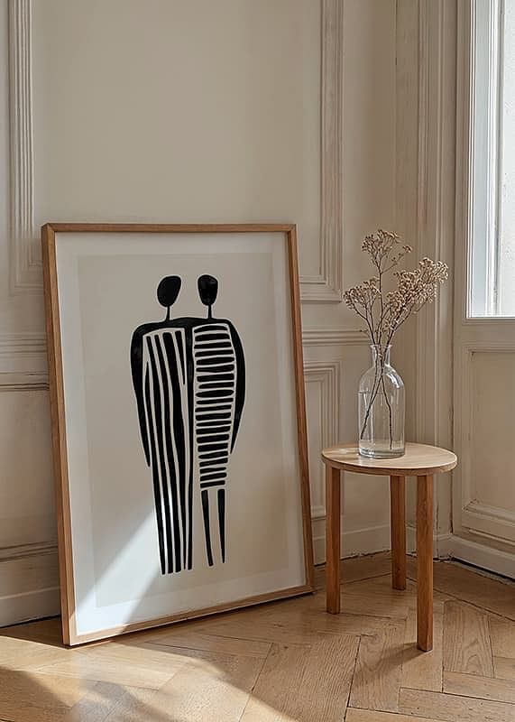 Twee gestileerde figuren in een versmolten abstractie-12