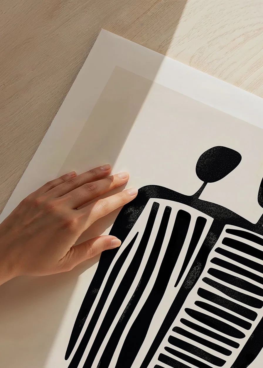 Two stylized figures in a fused abstraction-12