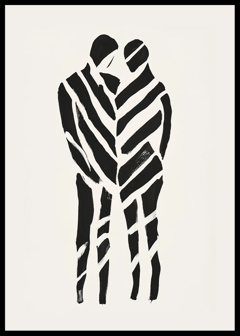 An abstract artwork of two silhouettes in harmony-12