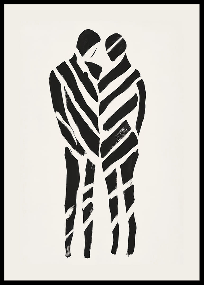 Abstraktné umelecké dielo dvoch siluet v harmónii-12