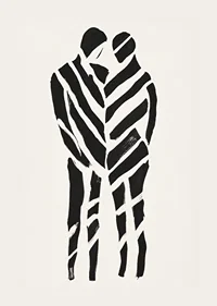 An abstract artwork of two silhouettes in harmony-3