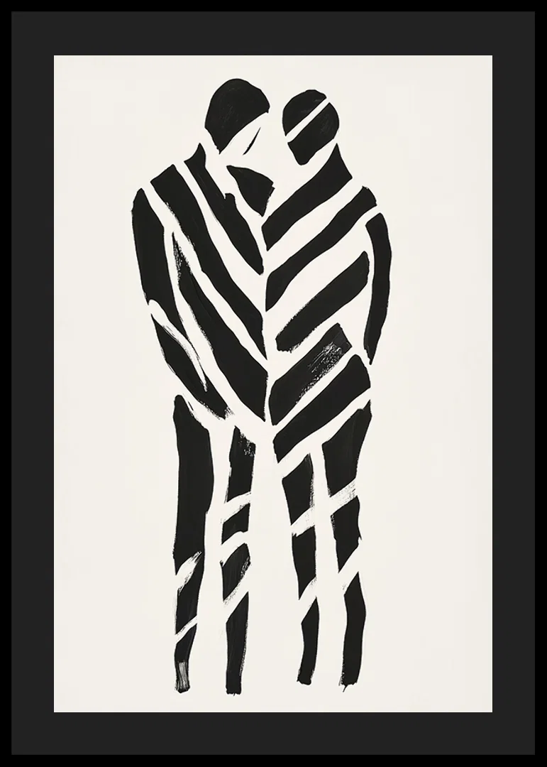 An abstract artwork of two silhouettes in harmony-12