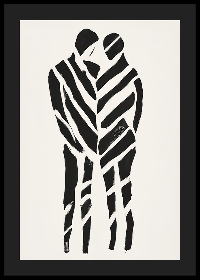 Abstraktné umelecké dielo dvoch siluet v harmónii-12