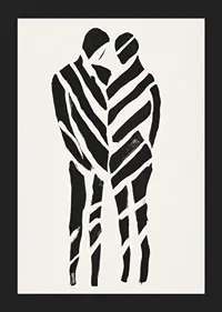 An abstract artwork of two silhouettes in harmony-5
