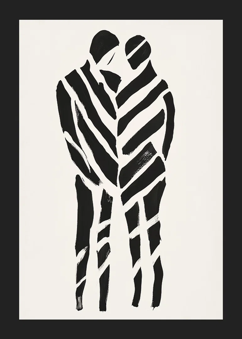 An abstract artwork of two silhouettes in harmony-12
