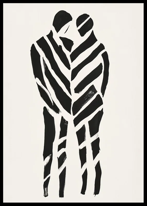 An abstract artwork of two silhouettes in harmony-12