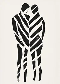 An abstract artwork of two silhouettes in harmony-7
