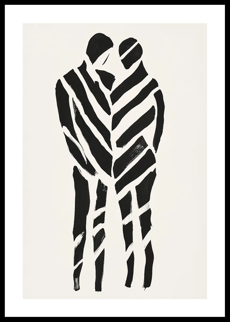 An abstract artwork of two silhouettes in harmony-12
