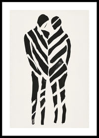 Een abstract kunstwerk van twee silhouetten in harmonie-0