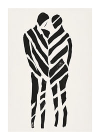 Een abstract kunstwerk van twee silhouetten in harmonie-1