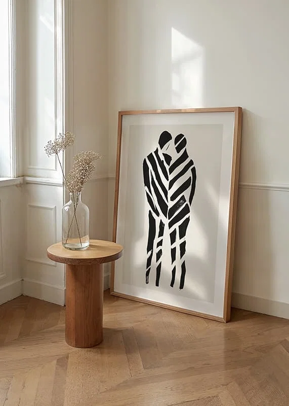 An abstract artwork of two silhouettes in harmony-12