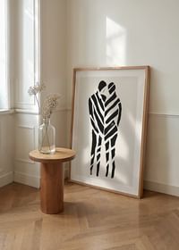 Een abstract kunstwerk van twee silhouetten in harmonie-4